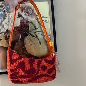 Orange and Red Patterned Women's Bag